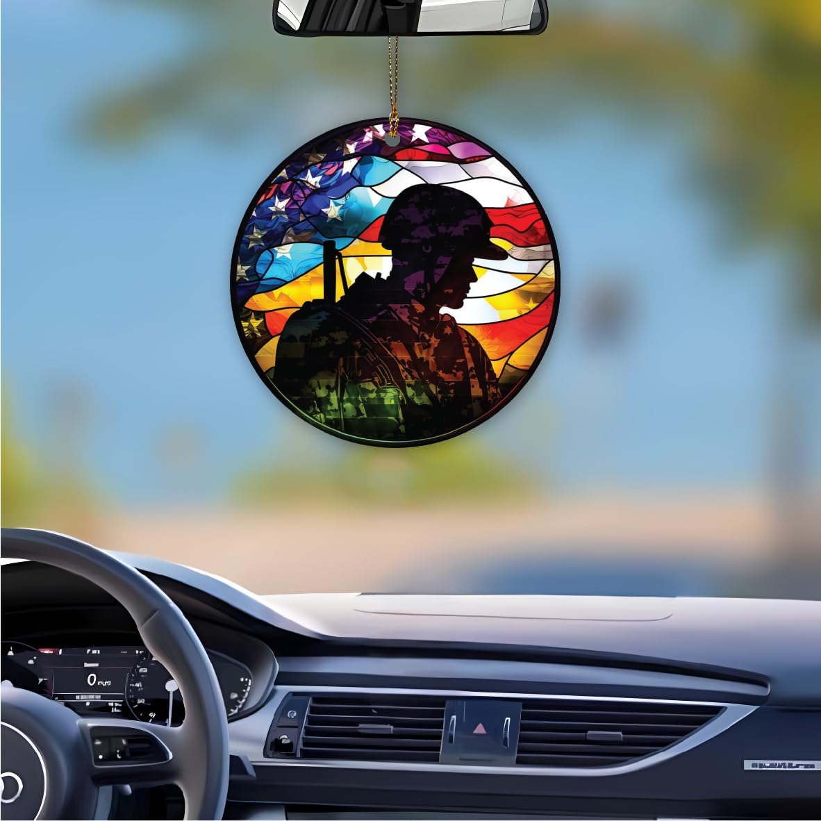 Patriotic Soldier Ornament with American Flag Design