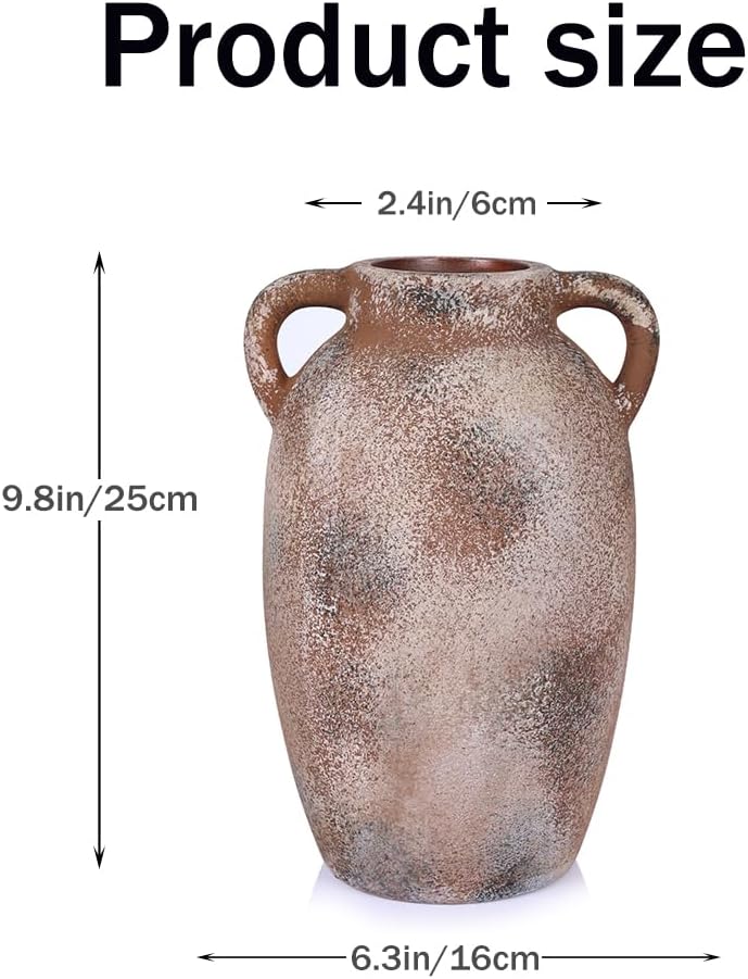 Rustic Ceramic Vase with 2 Handles