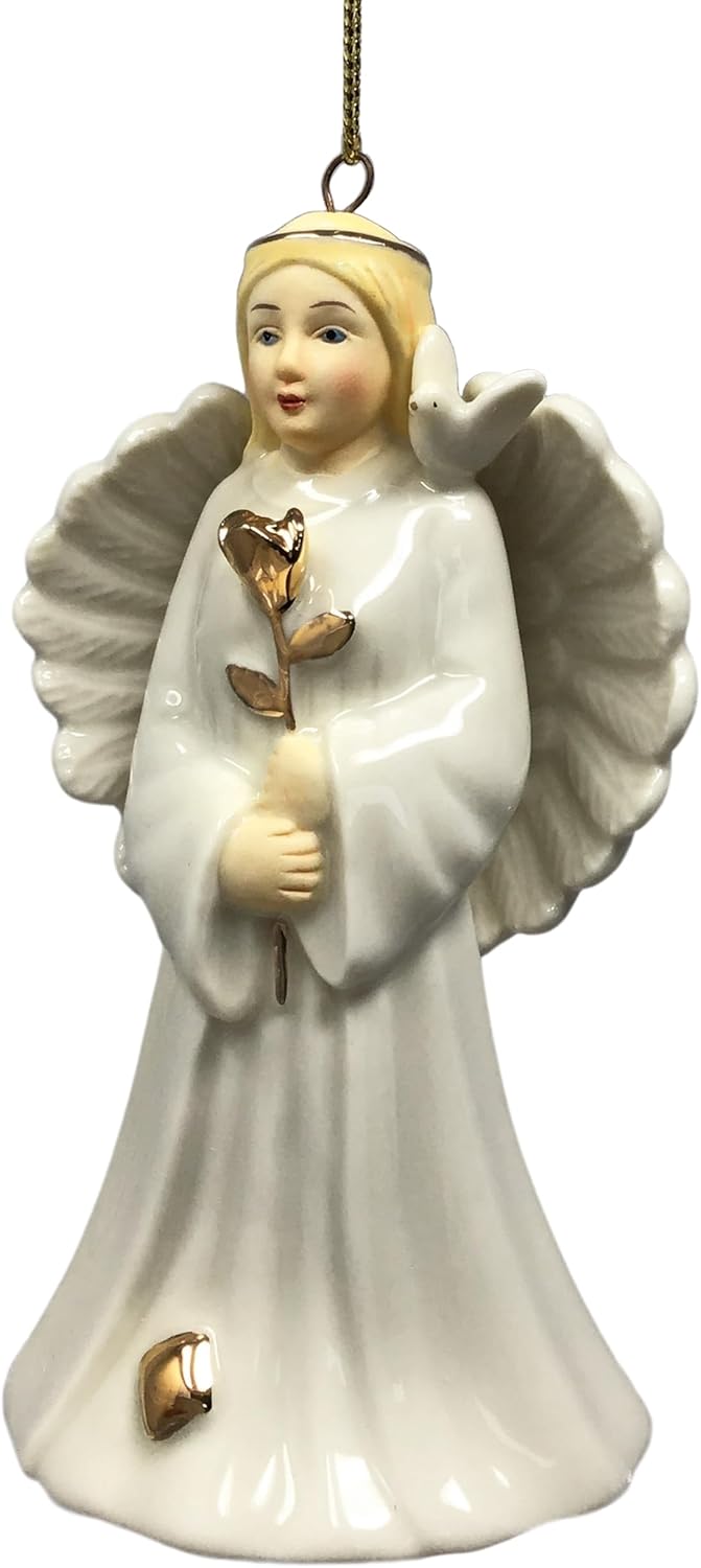 Angel Ornament - Porcelain with Gold Trim - 4 Inch Tall