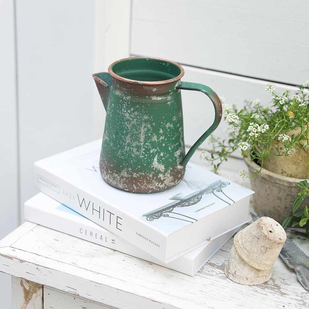 Vintage Metal Milk Jug Vase for Home Decor