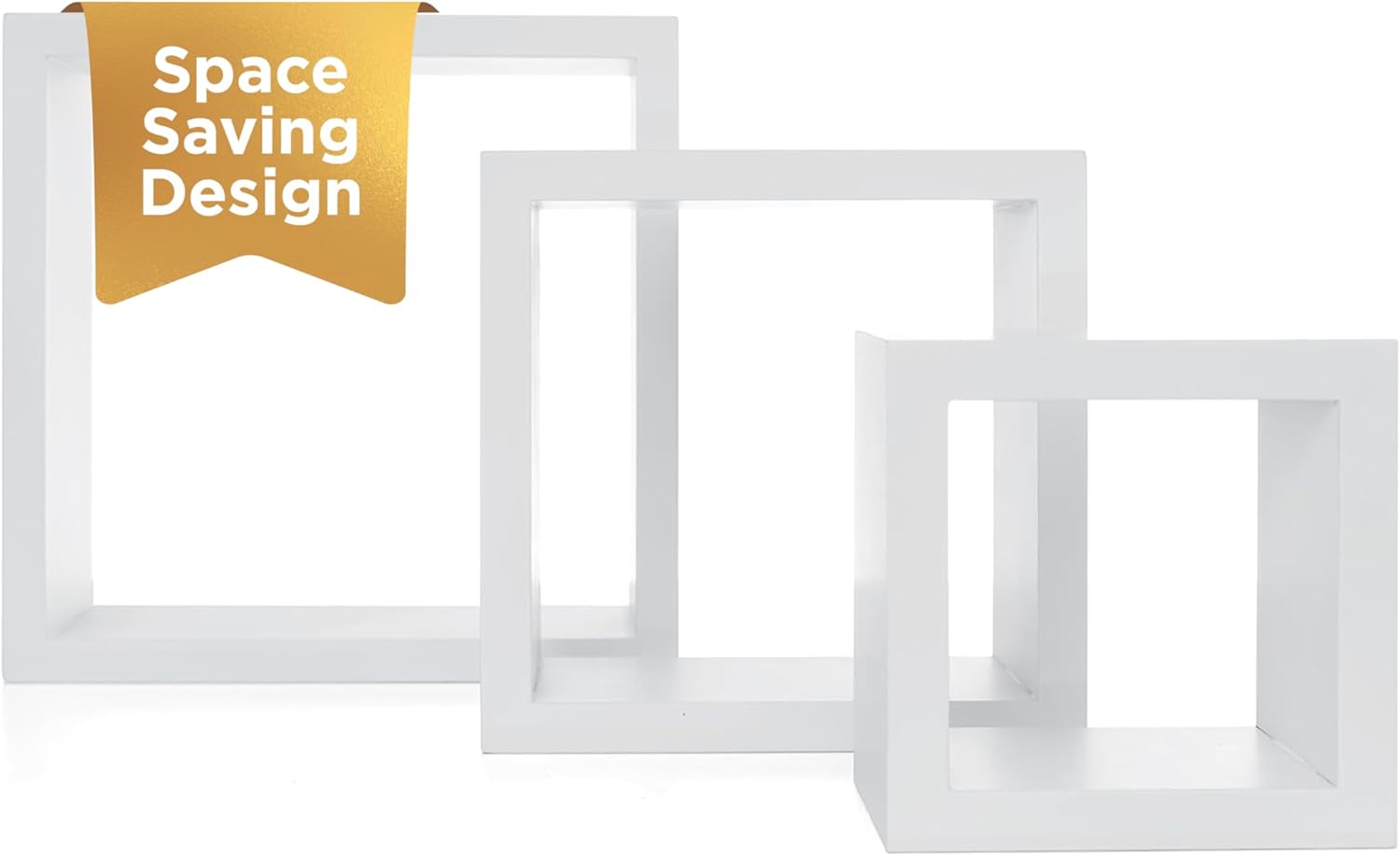 Kiera Grace Cubbi Floating Shelves Set of 3 White 5 7 9 Inch