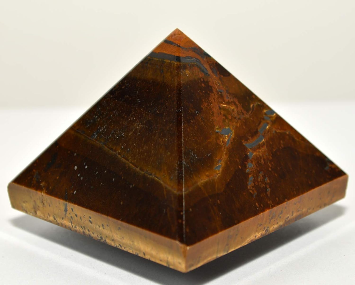 HQRP 2 Inch Golden Brown Tigers Eye Pyramid with Silver Hematite Clear Quartz Cabochon