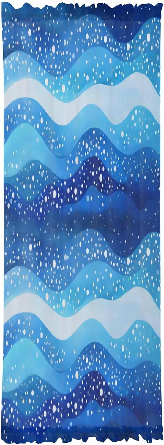 PANJINEXT Door Curtains Abstract Blue Gradient Wave Watercolor