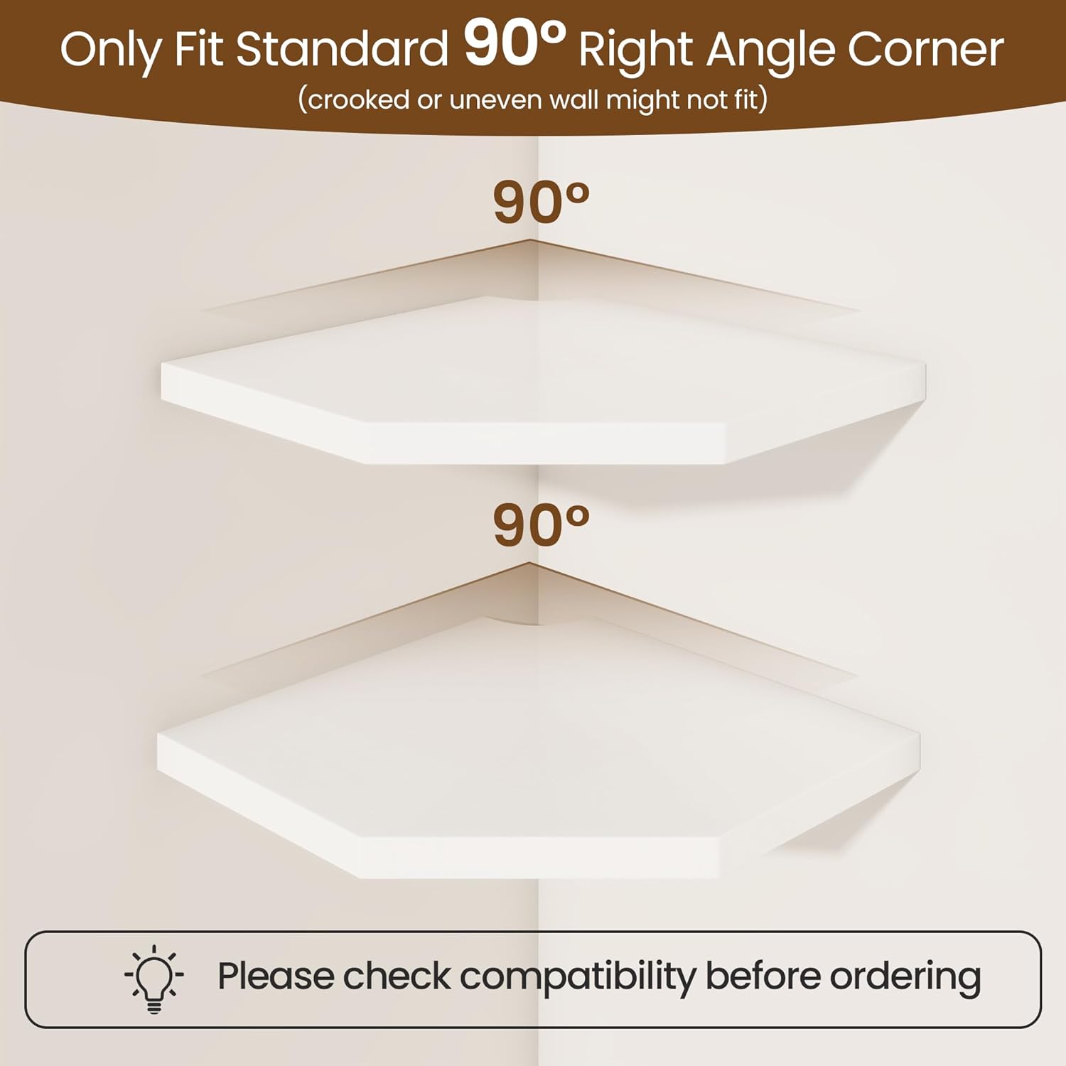 Fun Memories Corner Shelf Wall Mount Solid Oak Floating Shelves with Cable Hole 85in Rustic Design