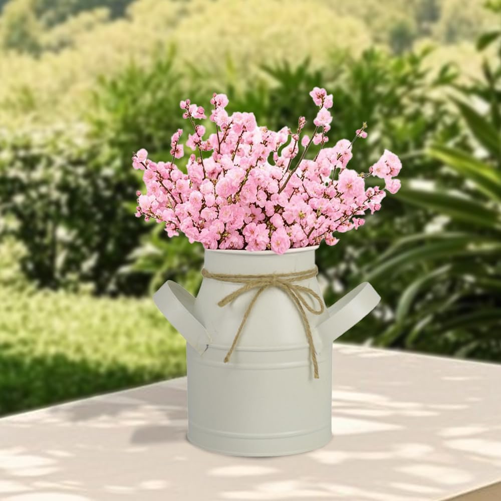 Galvanized Metal Farmhouse Milk Can Vase Decor