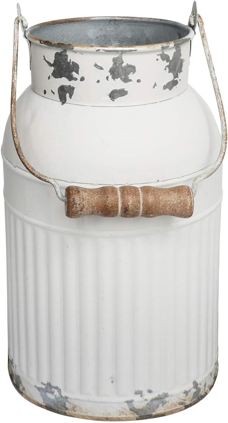 Vancore Shabby Chic Metal Milk Jug Planter Vase