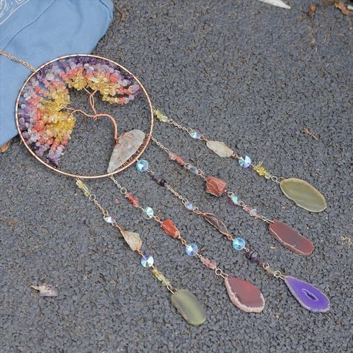 Crystal Tree of Life Suncatcher Healing Wind Chimes Decor