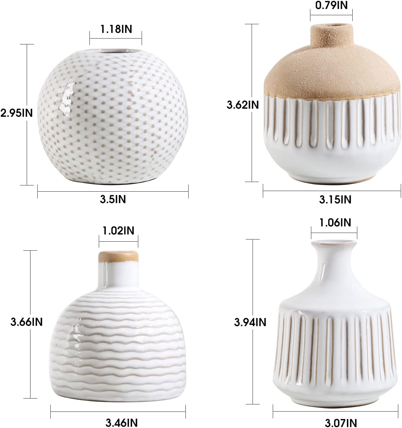 Lizofer Boho Minimalist Ceramic Vase Set of 4