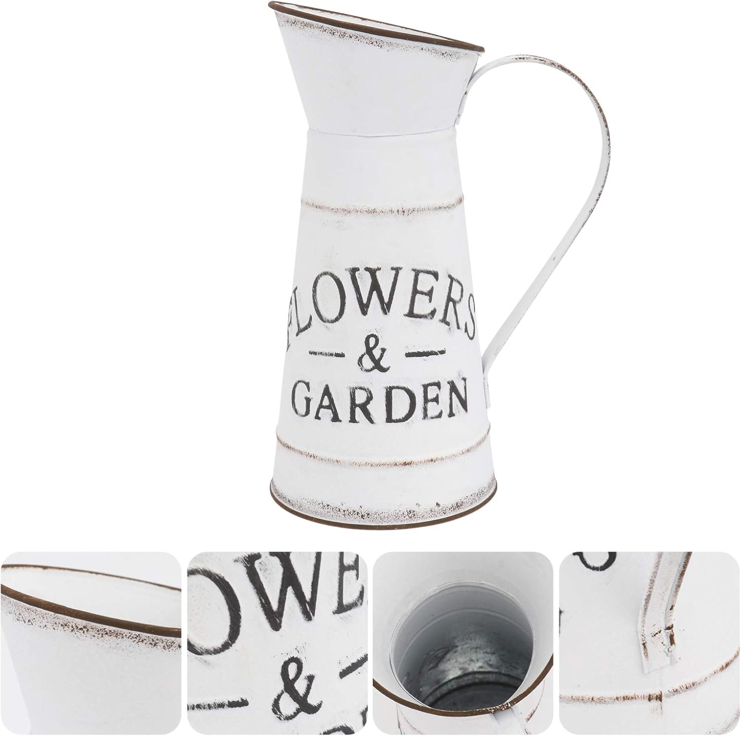 DOITOOL Rustic White Vase with Galvanized Look