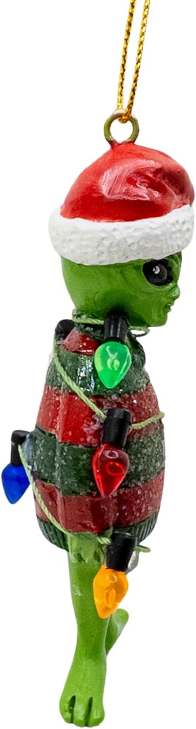 Alien in Ugly Christmas Sweater Holiday Tree Ornament