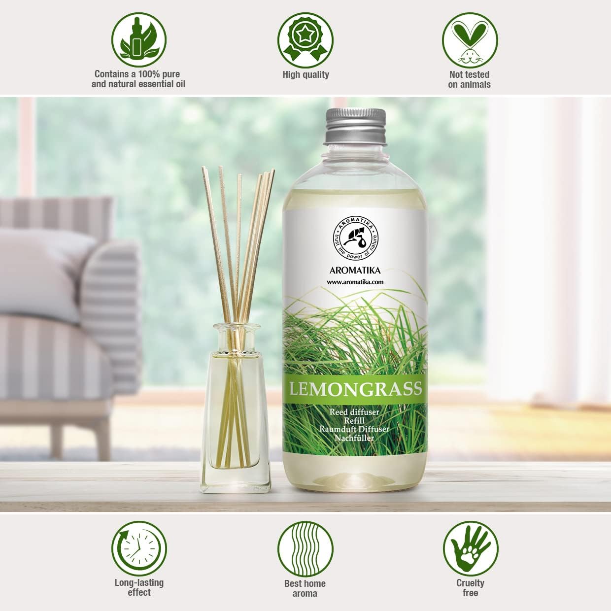 Lemongrass Diffuser Refill - Fresh Long Lasting Fragrance