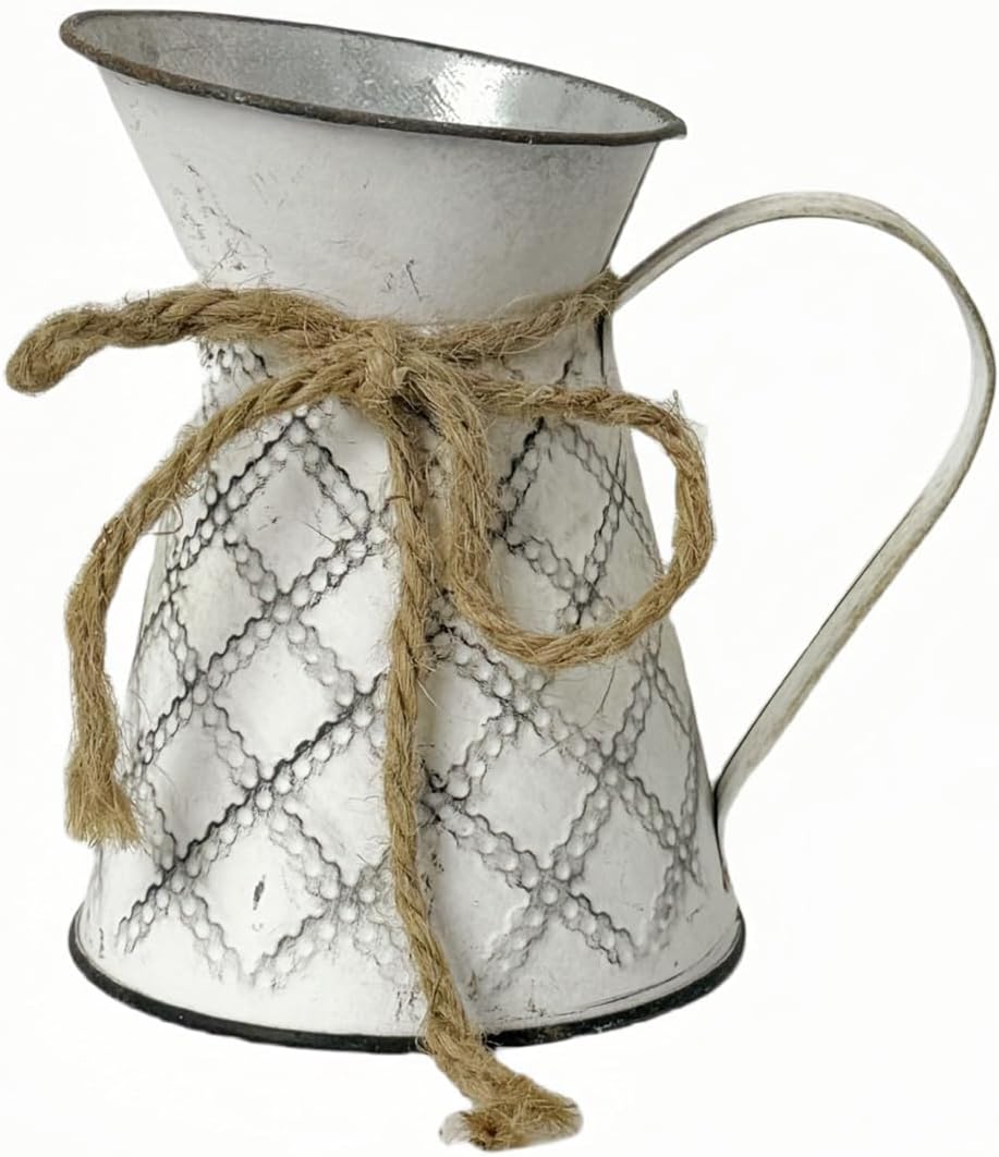 3 Pack Vintage Metal Milk Jug Vase with Bow