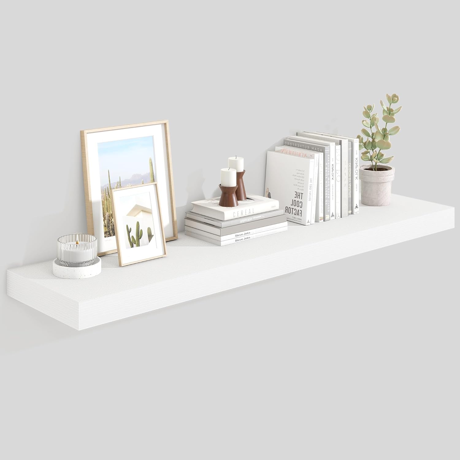 48 Inch White Floating Shelves for Wall Storage
