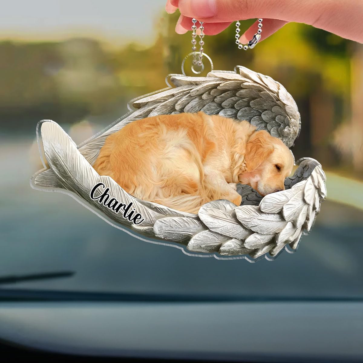 Pawsionate Angel Wings Personalized Car Ornament