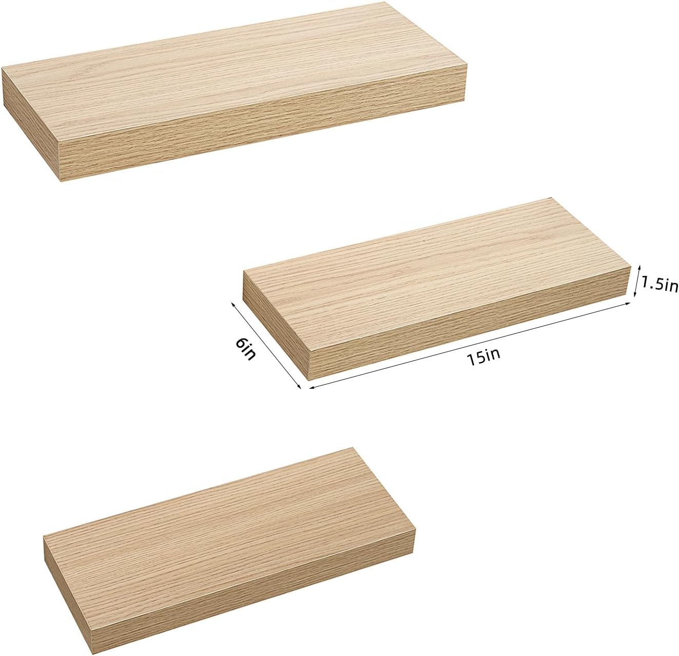 AHDECOR Floating Shelves Set of 3 Rustic Wooden Ledge Decor