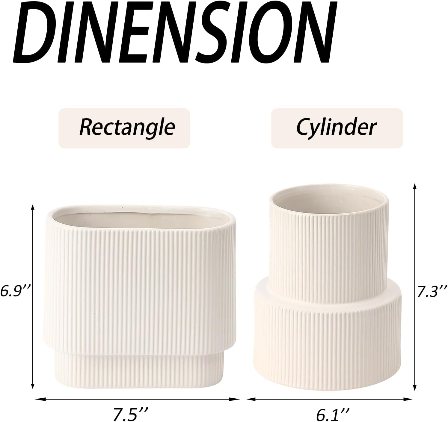 White Ceramic Flower Vase 75 Inches Tall for Home Decor