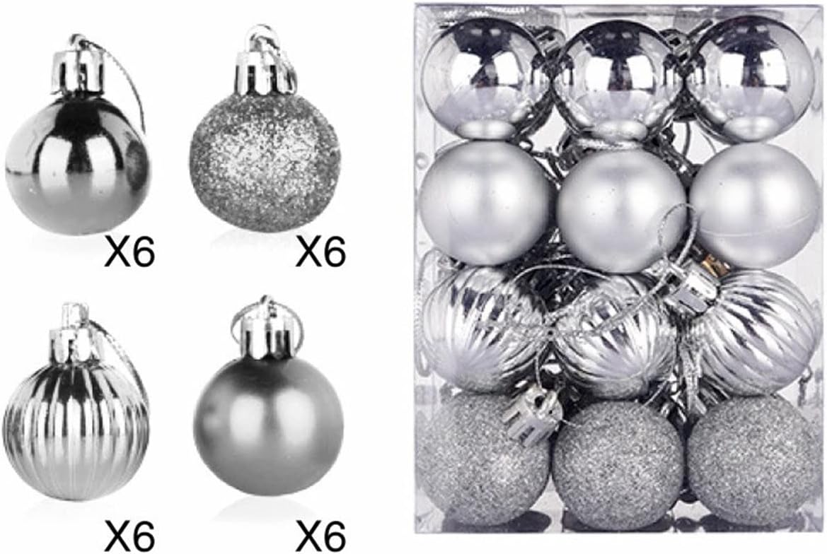 3cm Bright Shatterproof Christmas Ornament Set