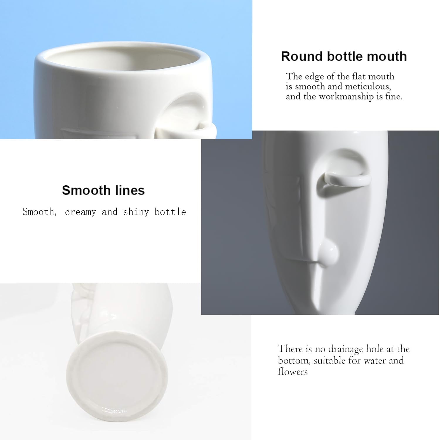 Face Art Ceramic Vases with Creative Floral Designs