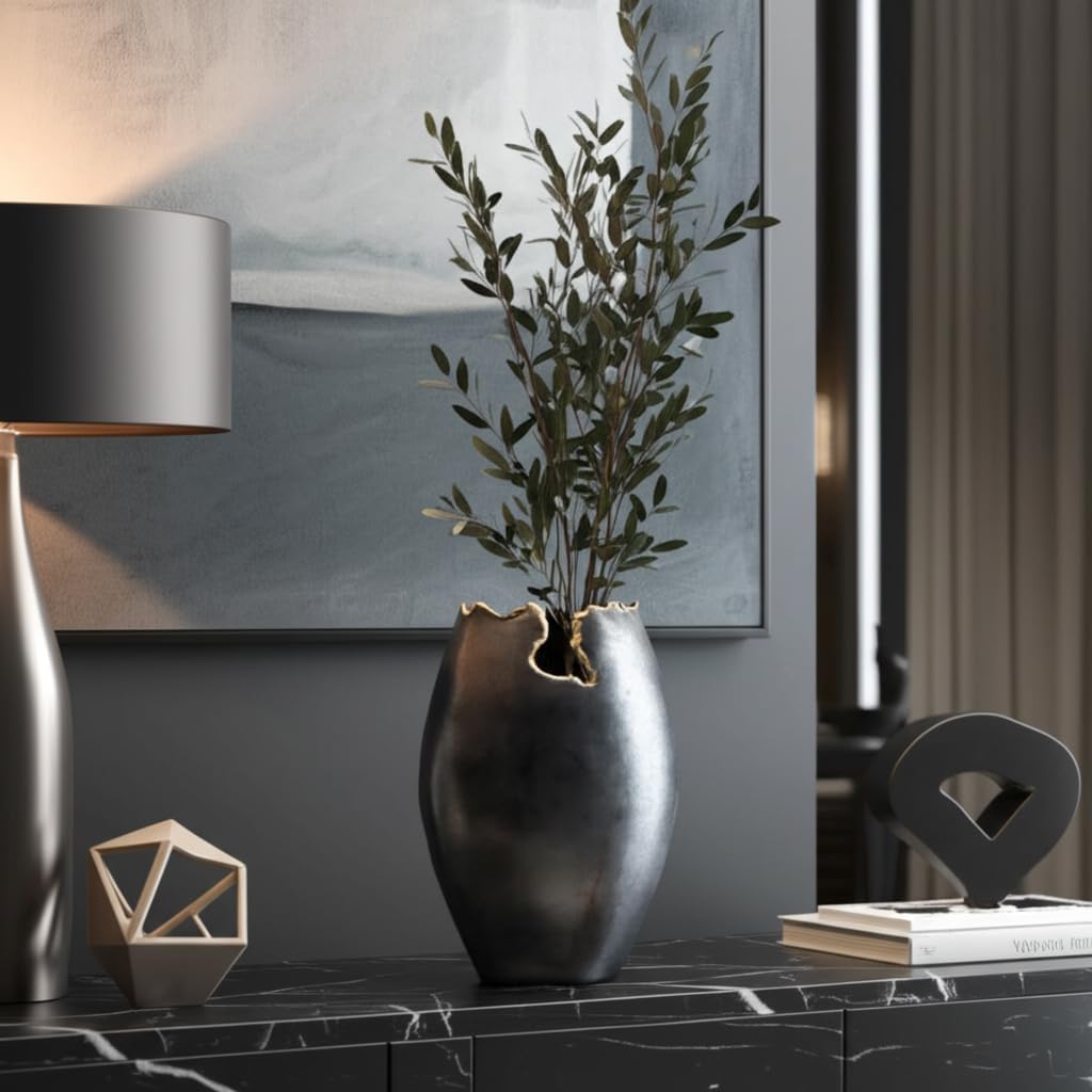 Sagebrook Home Modern Metal Vase 14 Inch Black