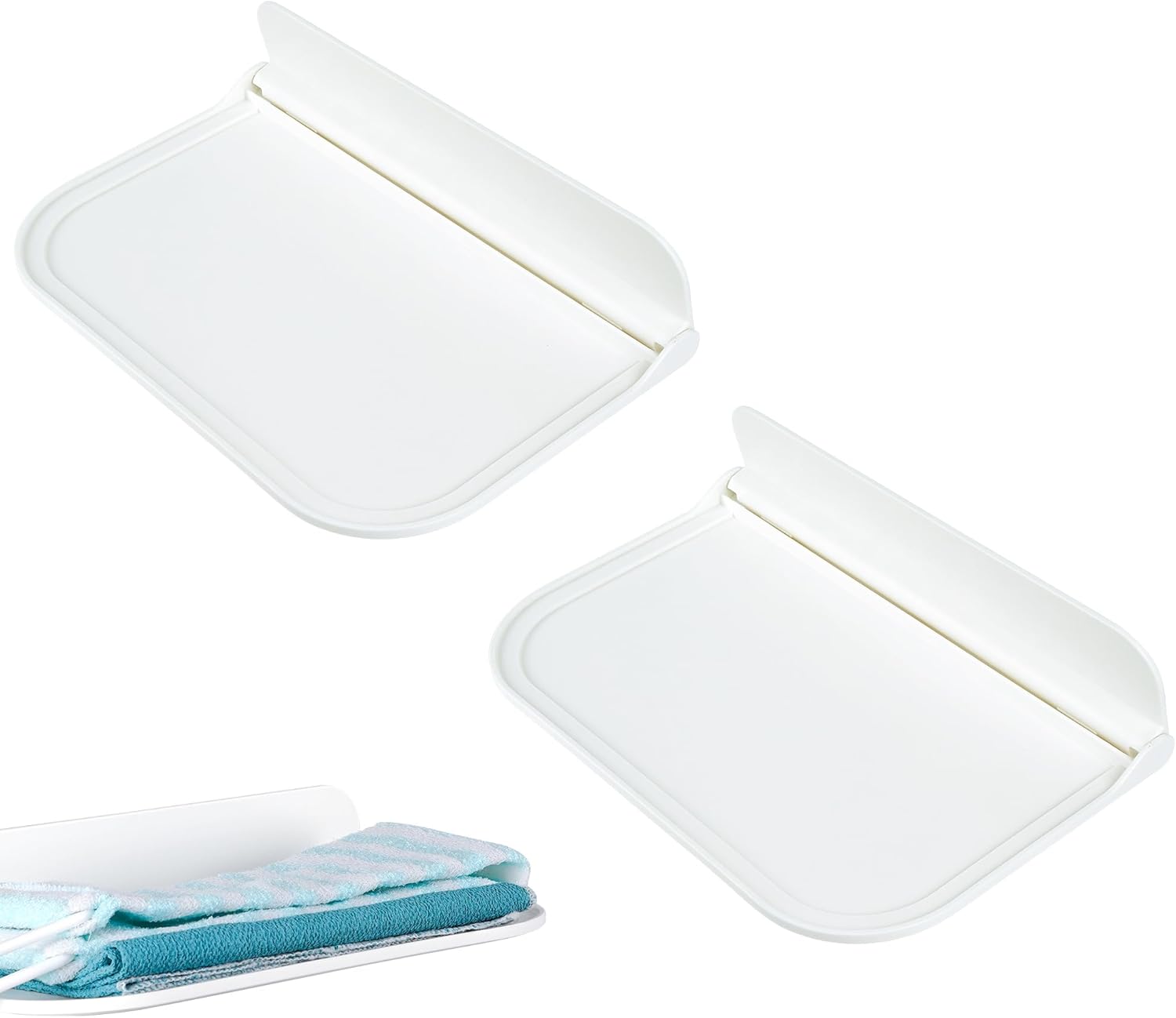 2pcs Foldable White Floating Wall Shelves Set