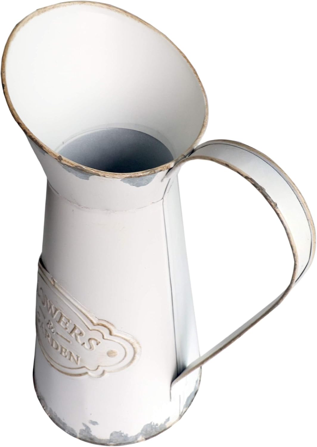 MISIXILE White Rustic Metal Jug Vase 11 Inch