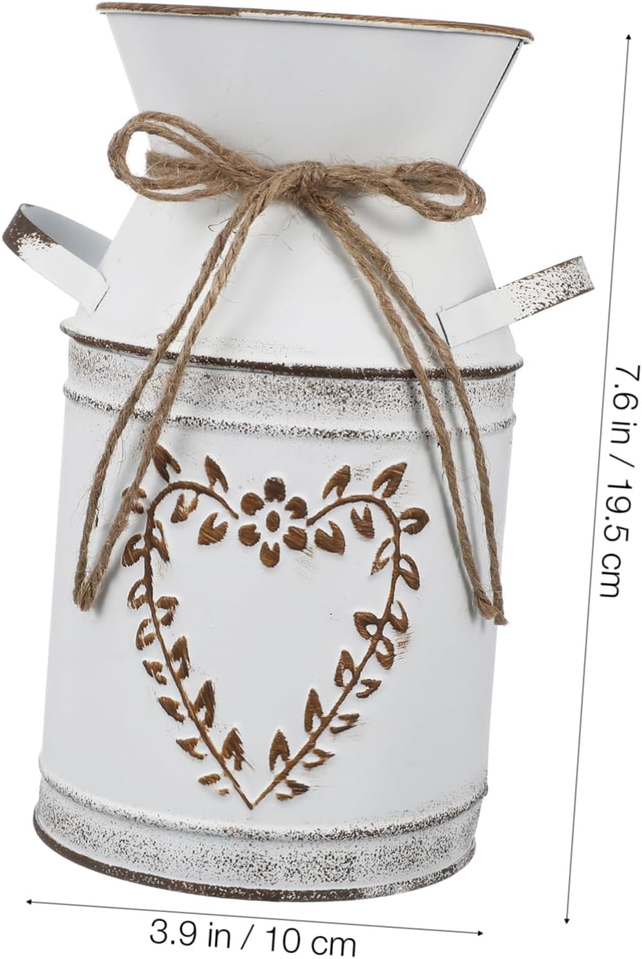 HOMSFOU Heart-Shaped Galvanized Flower Vase with Handle