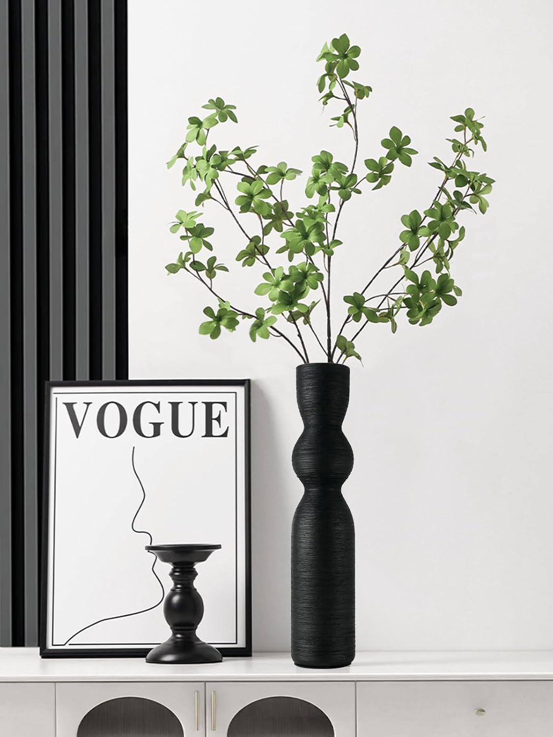 Tall Black Ceramic Vase 15 Inch Decor Vase