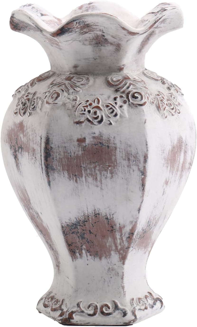 Rustic Farmhouse White Ceramic Vase 85 Inches