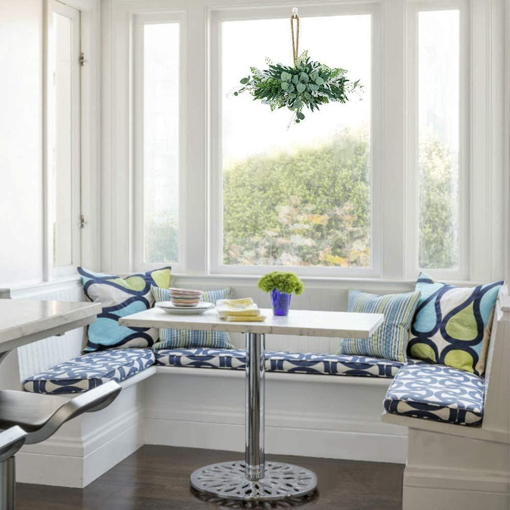 Greenery Swag Artificial Front Door Wreath Eucalyptus Leaves Garland for Home Wedding Decor