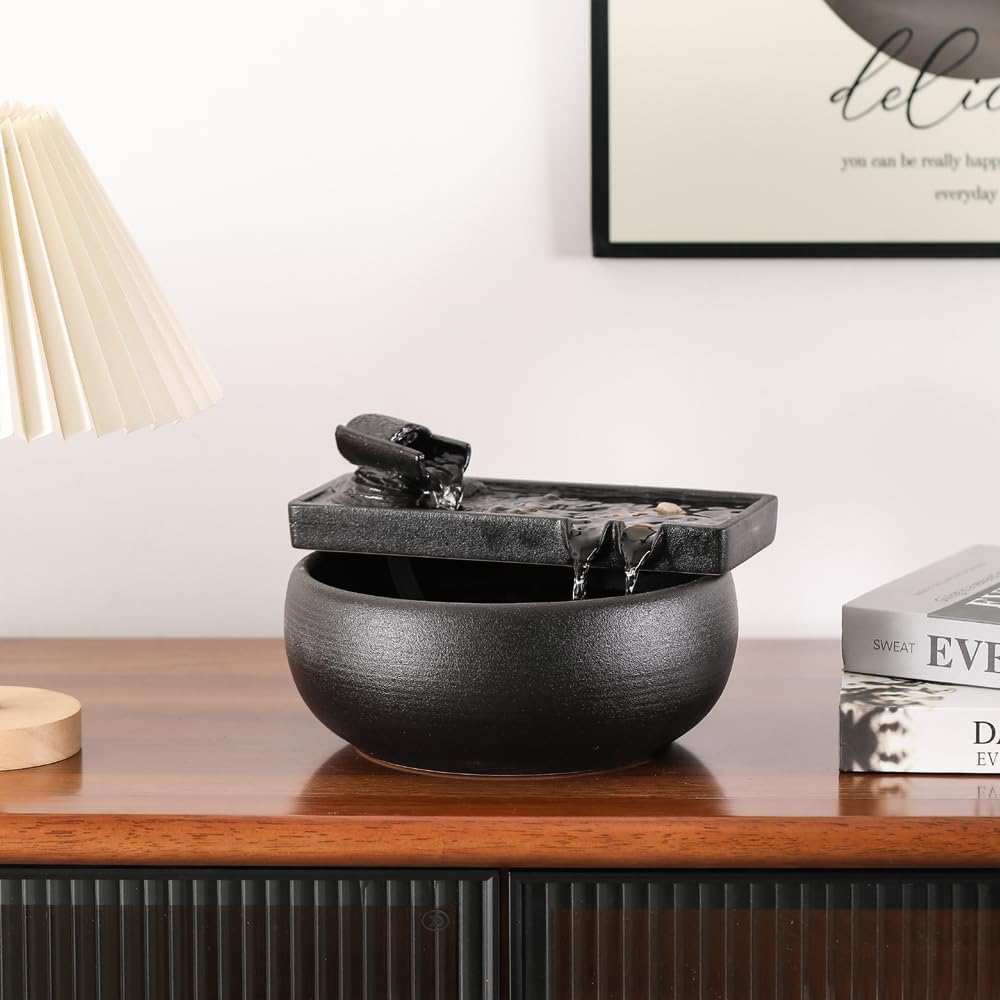 Ceramic Tabletop Fountain for Indoor and Outdoor Use
