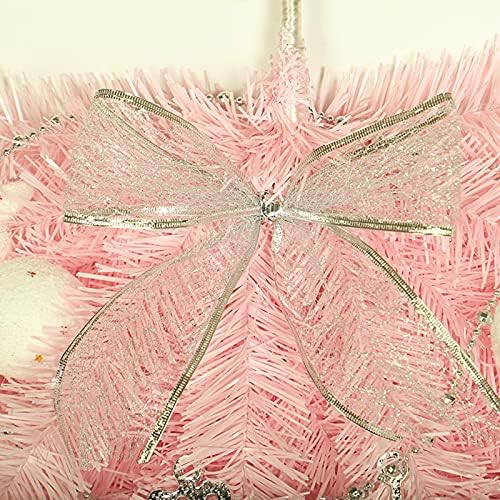 RESOYE Christmas Artificial Swag 236 Inch Pink Floral Wreath Front Door Teardrop with White Ball and Bowknot