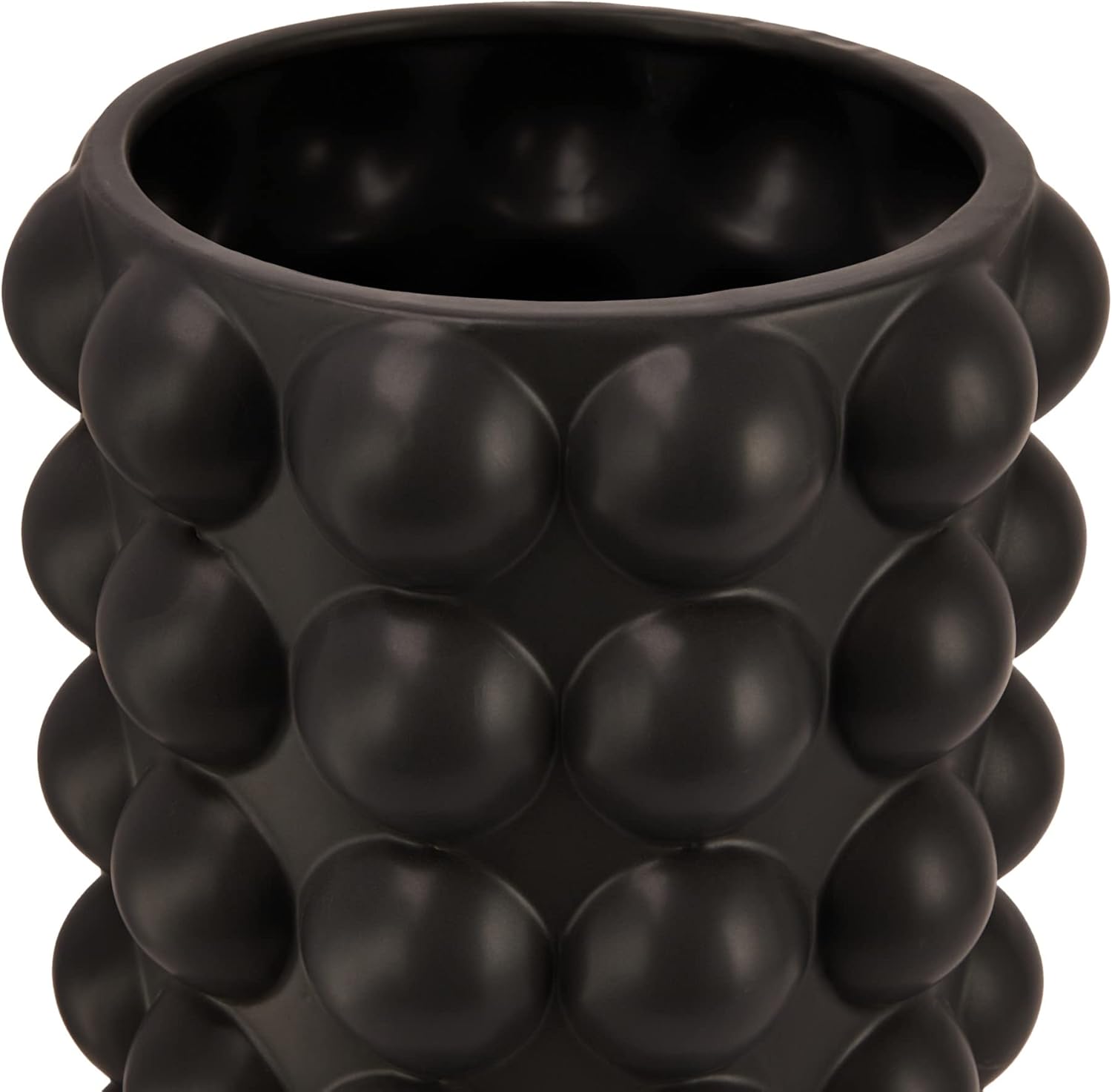 Creative Co Op Modern Stoneware Raised Dot Vase Black