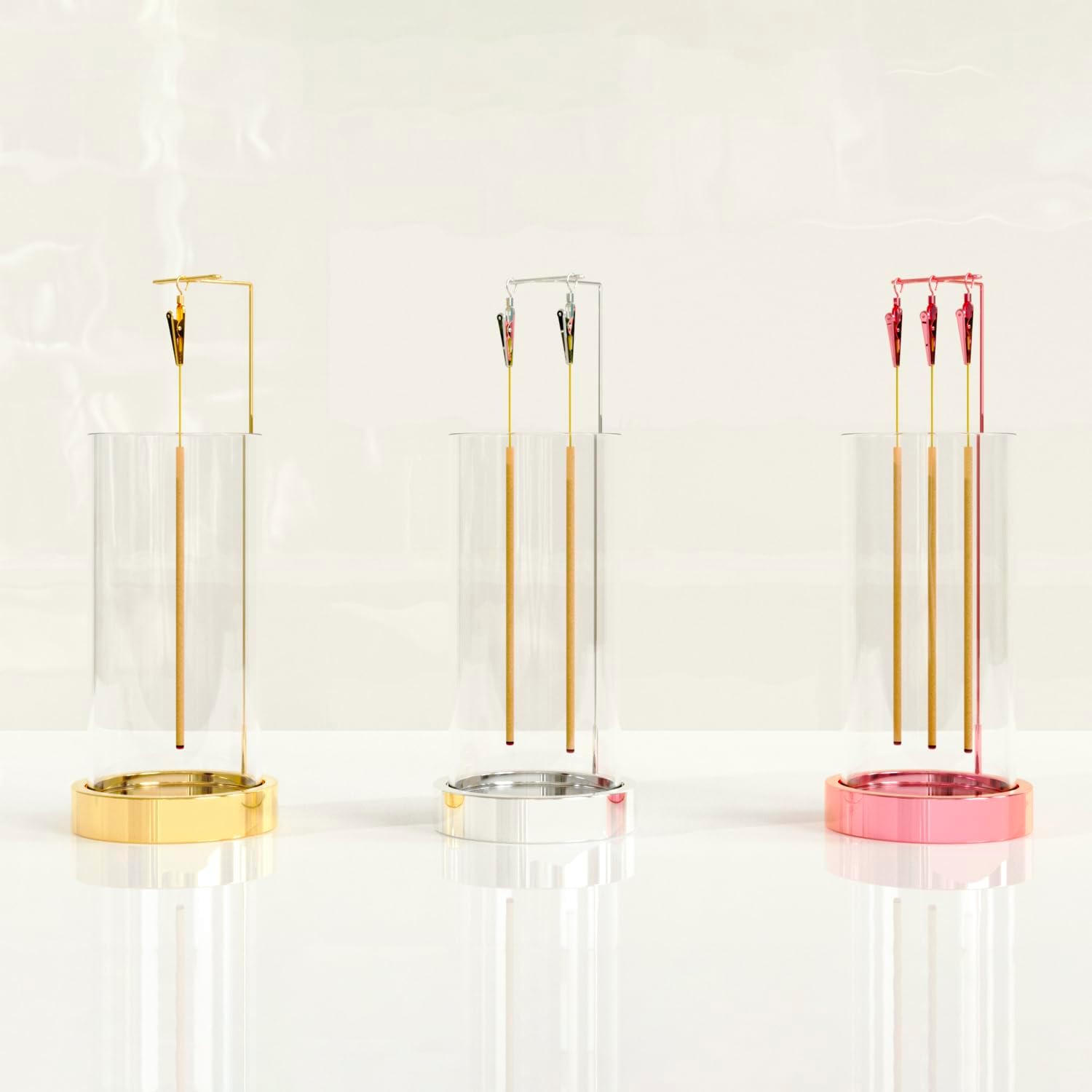 HaisWonsa Incense Holder Ash Catcher - Gold Modern Metal Vertical Burner for Sticks