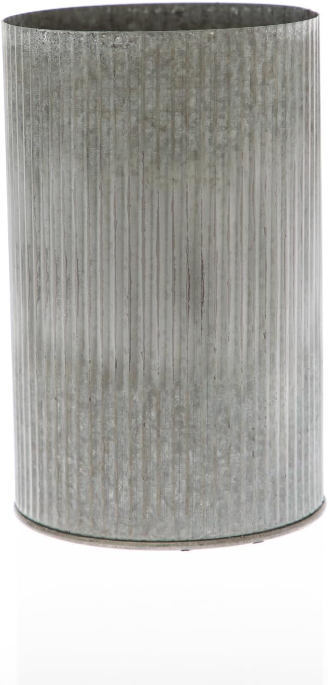 Rustic Tin Vase with Corrugated Sides 45x75