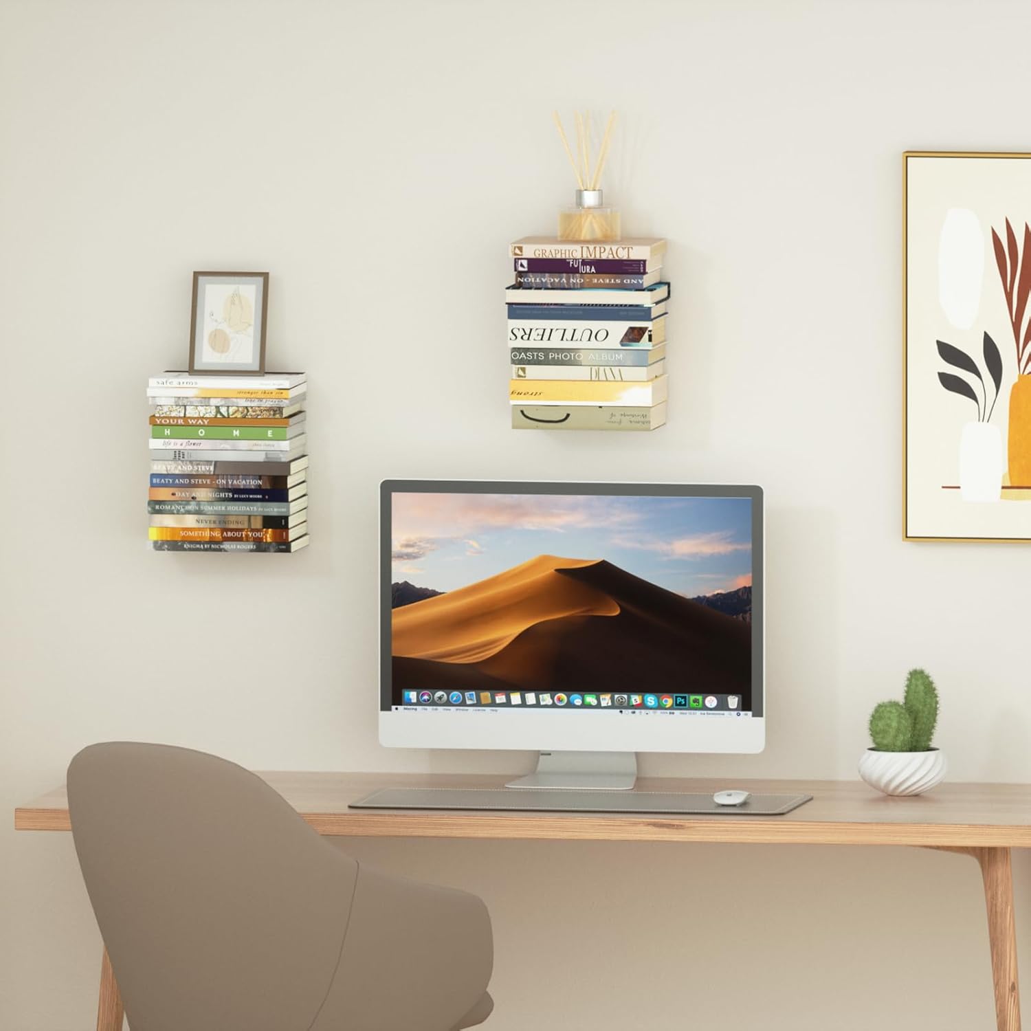 Invisible Floating Bookshelves 4 Tier Wall Mount Bookcase