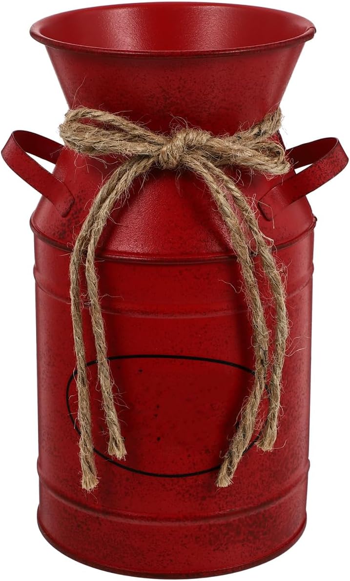 Retro Style Bucket Iron Flower Barrel Farmhouse Decor Vase
