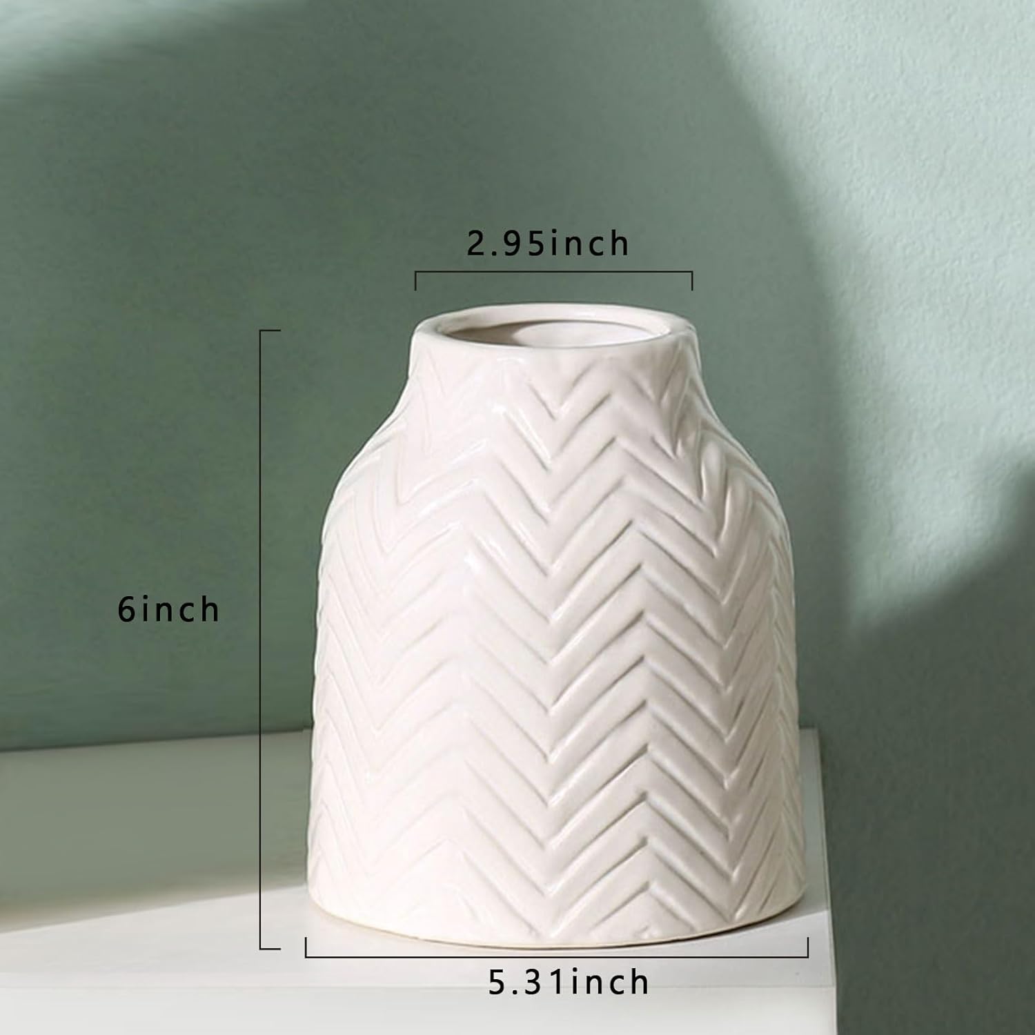 hjn White Texture Ceramic Vase for Decor
