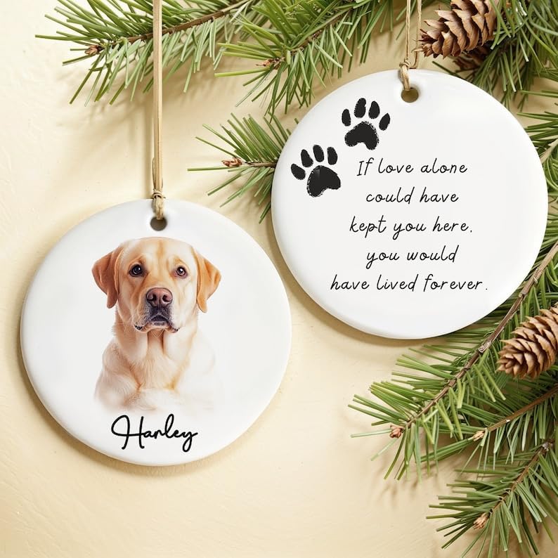 Custom Dog Photo Memory Ornament Pet Portrait Memorial Gift