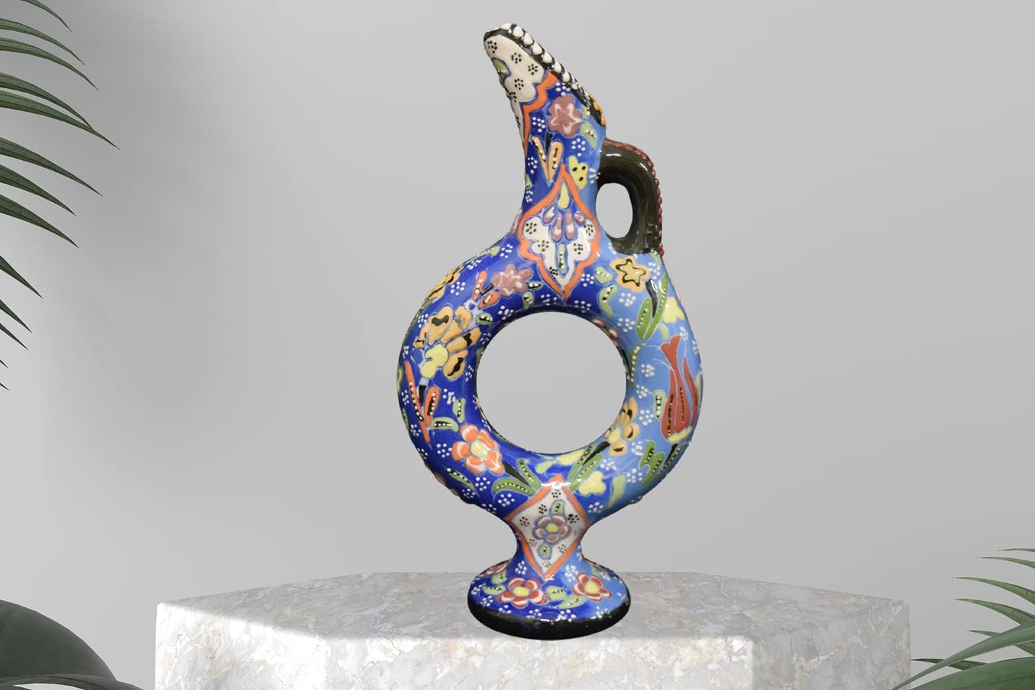 EliPOT Turkish Ceramic Handmade Vase Dark Blue Light Blue