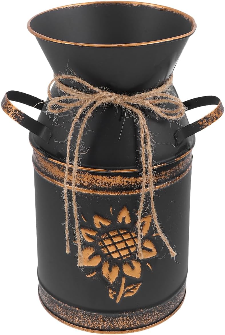 Didiseaon Shabby Chic Vintage Metal Pitcher Vase for Farmhouse Decor