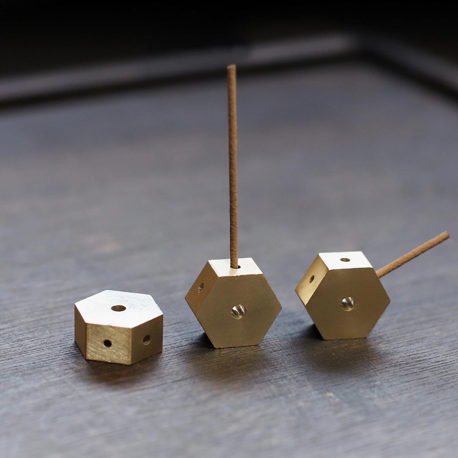Mini Dual Purpose Incense Holder 3 Pcs Brass Censer with Hexagonal Burner Plate