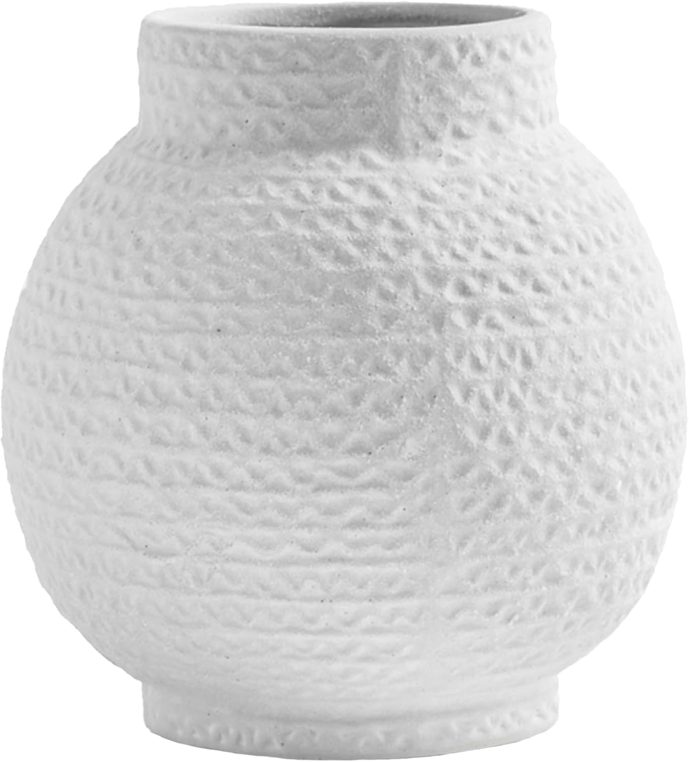 DN DECONATION White Textured Ceramic Vase for Home Decor