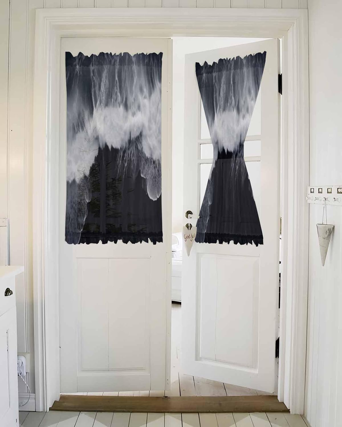Summer Beach French Door Sheer Curtains 54W x 40L