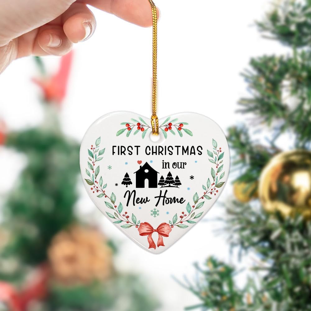 First Christmas In Our New Home Ornament - Heart Shaped Housewarming Decoration