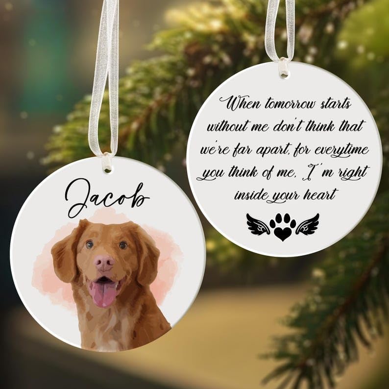 Personalized Dog Memorial Ornament Pet Loss Gift Christmas Decoration
