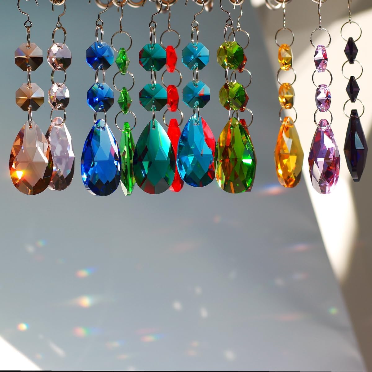 12pcs Teardrop Crystal Chandelier Prisms Suncatcher Beads Replacement