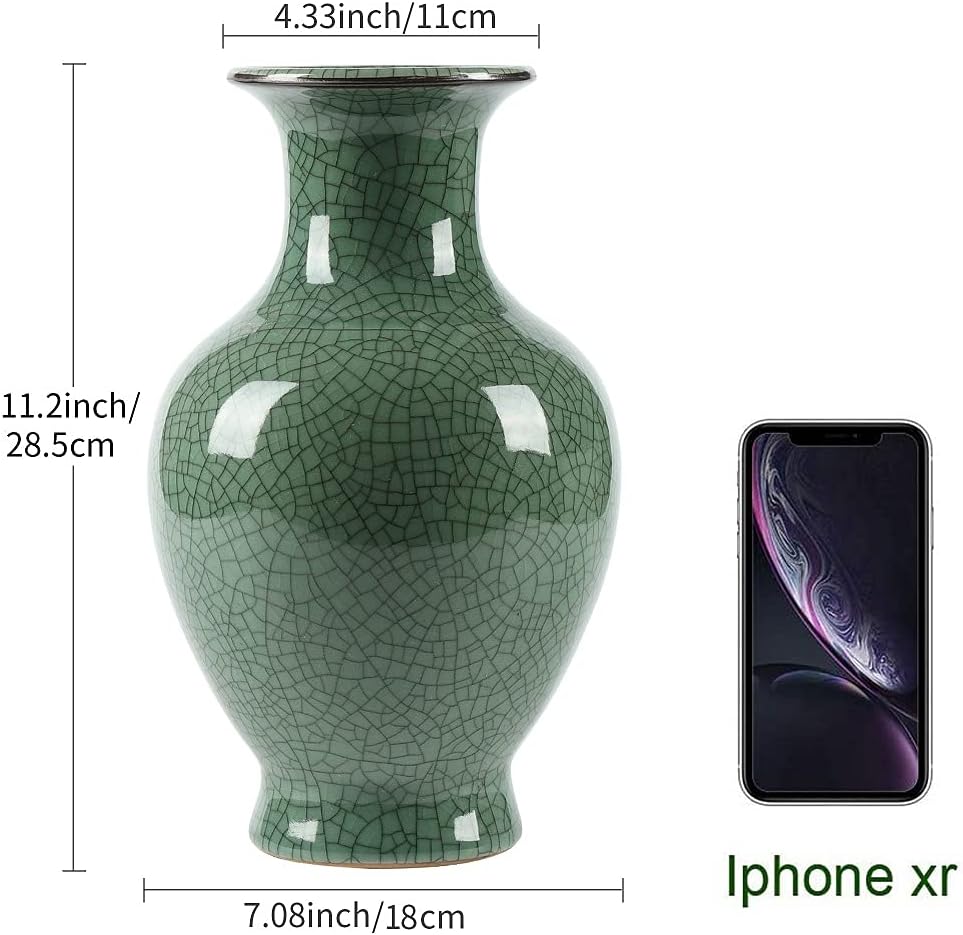 Chinese Ceramic Ice Crack Glaze Vase Vintage Decor