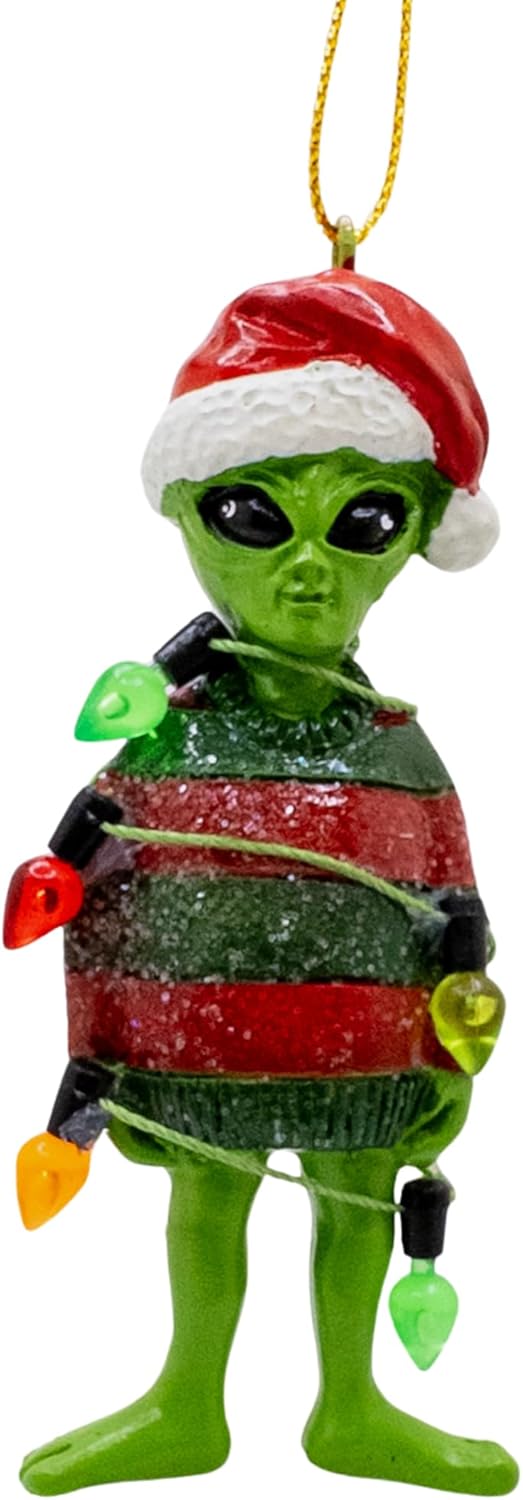 Alien in Ugly Christmas Sweater Holiday Tree Ornament