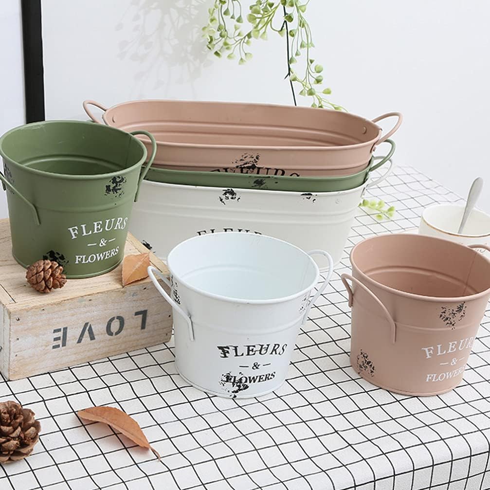 Cabilock Vintage Galvanized Metal Vase Decor