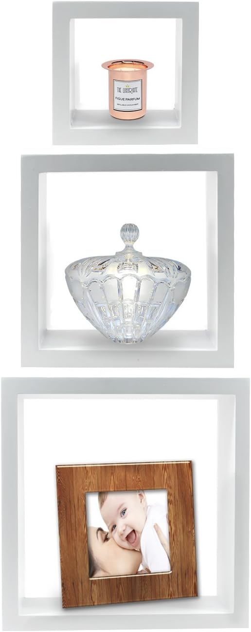 Sorbus Floating Box Shelves Set of 3 White